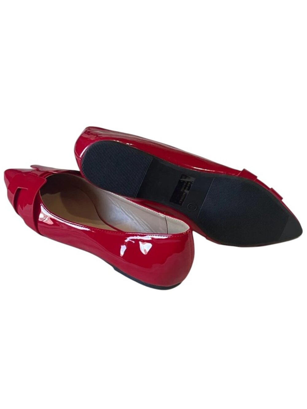 Wild Diva Women's Geometric Design Slip-On Patent PU Pointed Toe Ballet Flats - Picture 4 of 6